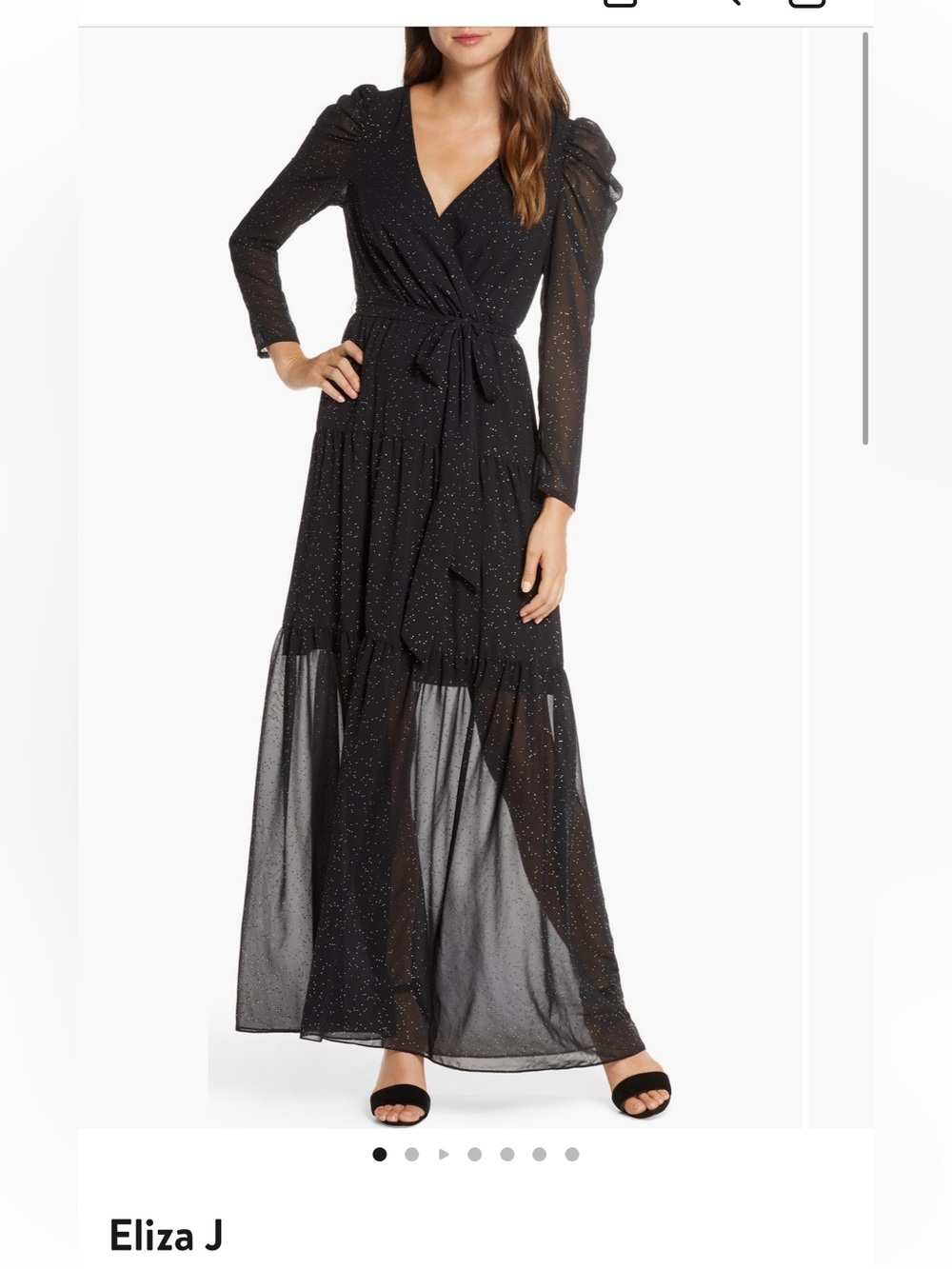 Eliza J Black Star-Print Long Sleeve Midi Dress